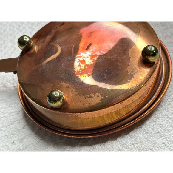 Copper Silent Butler Crumb Catcher Hinge Lid Feet Fireplace Decor Bed Warmer - Picture 3 of 11